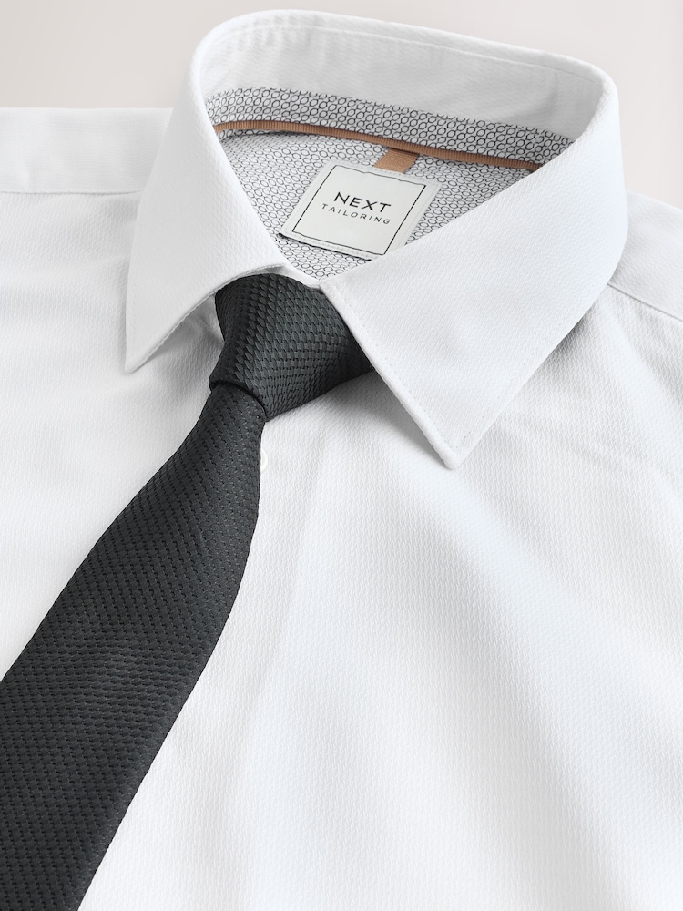 White/Black Regular Fit Shirt and Tie Pack - Image 6 of 7