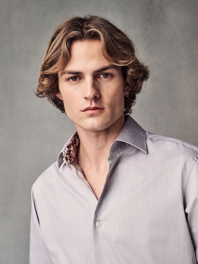 Бежево-коричневый - 100% Cotton Textured Twill Shirt - Изображение 1 из 9