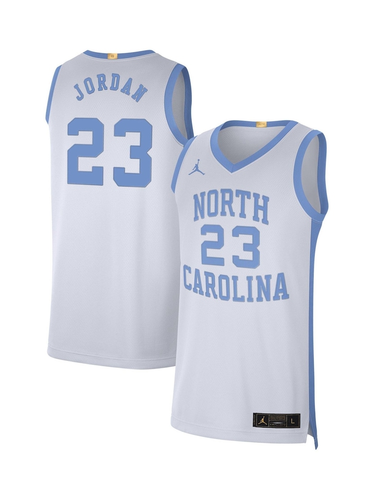 Fanatics Micheal Jordan NCAA North Carolina Dri-FIT College Basketball White Jersey - Image 1 of 2