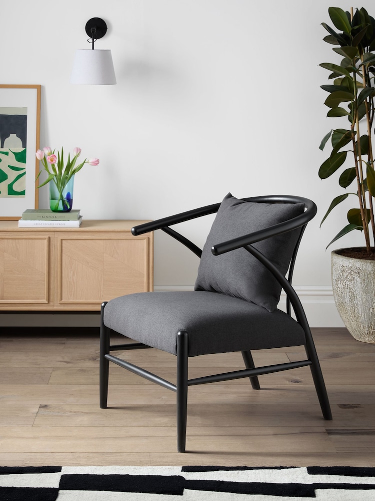 Jasper Conran London Charcoal Flannel Bray Accent Chair - Image 1 of 7