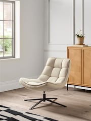 Jasper Conran London Off White Twill Milford Swivel Accent Chair - Image 1 of 7