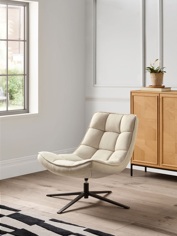 Jasper Conran London Off White Twill Milford Swivel Accent Chair - Image 1 of 7