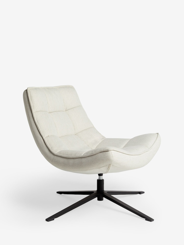 Jasper Conran London Off White Twill Milford Swivel Accent Chair - Image 2 of 7