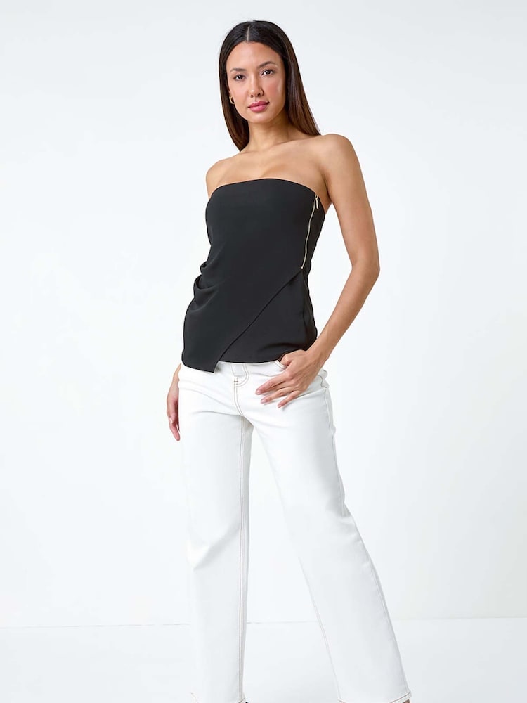 Dusk Plain Asymmetric Zip Detail Bandeau Top - Imagen 2 de 5 Dusk Plain Asymmetric Zip Detail Bandeau Top - Imagen 2 de 5
