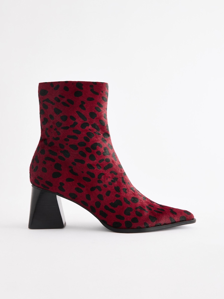 Leopard Print Leather Forever Comfort® Block Heeled Ankle Boots - Image 2 of 7