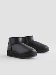 Black Shower Repellent Suede Faux Fur Lined Platform Boots - Image 1 of 5