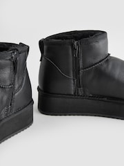 Black Shower Repellent Suede Faux Fur Lined Platform Boots - Image 3 of 5