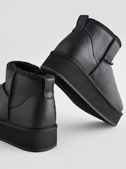 Black Shower Repellent Suede Faux Fur Lined Platform Boots - Image 5 of 5