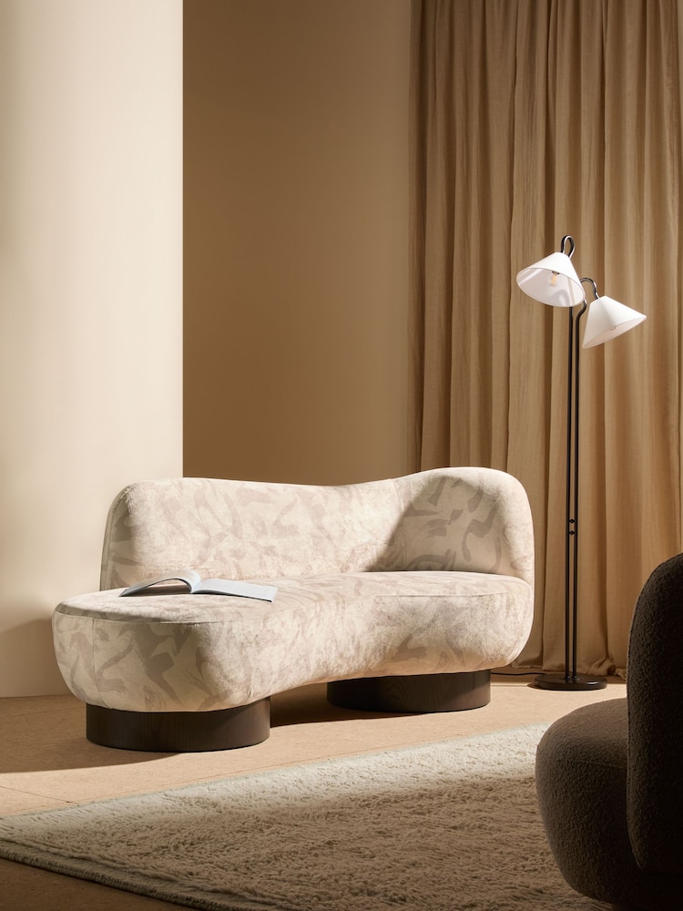 MADE.COM Natural Taupe Brushstroke Velvet Novara 2 Seater Sofa - Image 1 of 6