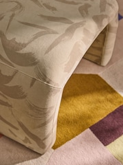 MADE.COM Natural Taupe Brushstroke Velvet Beryl Stool - Image 2 of 6