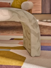 MADE.COM Natural Taupe Brushstroke Velvet Beryl Stool - Image 3 of 6