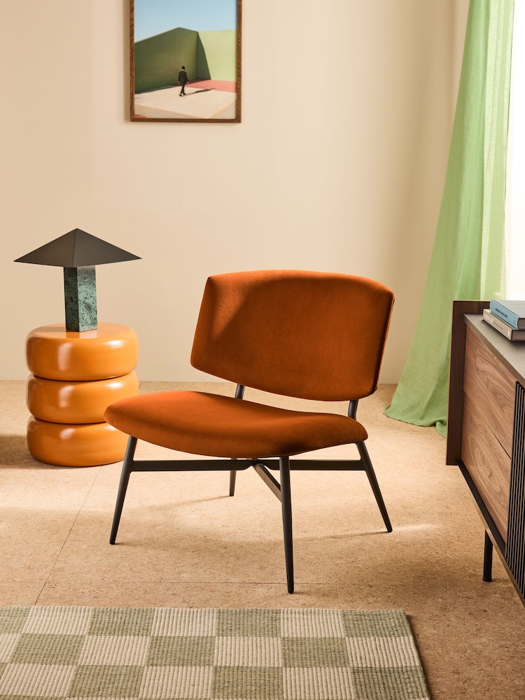 MADE.COM Velvet Cinnamon Orange Kuta Accent Chair - Image 1 of 7