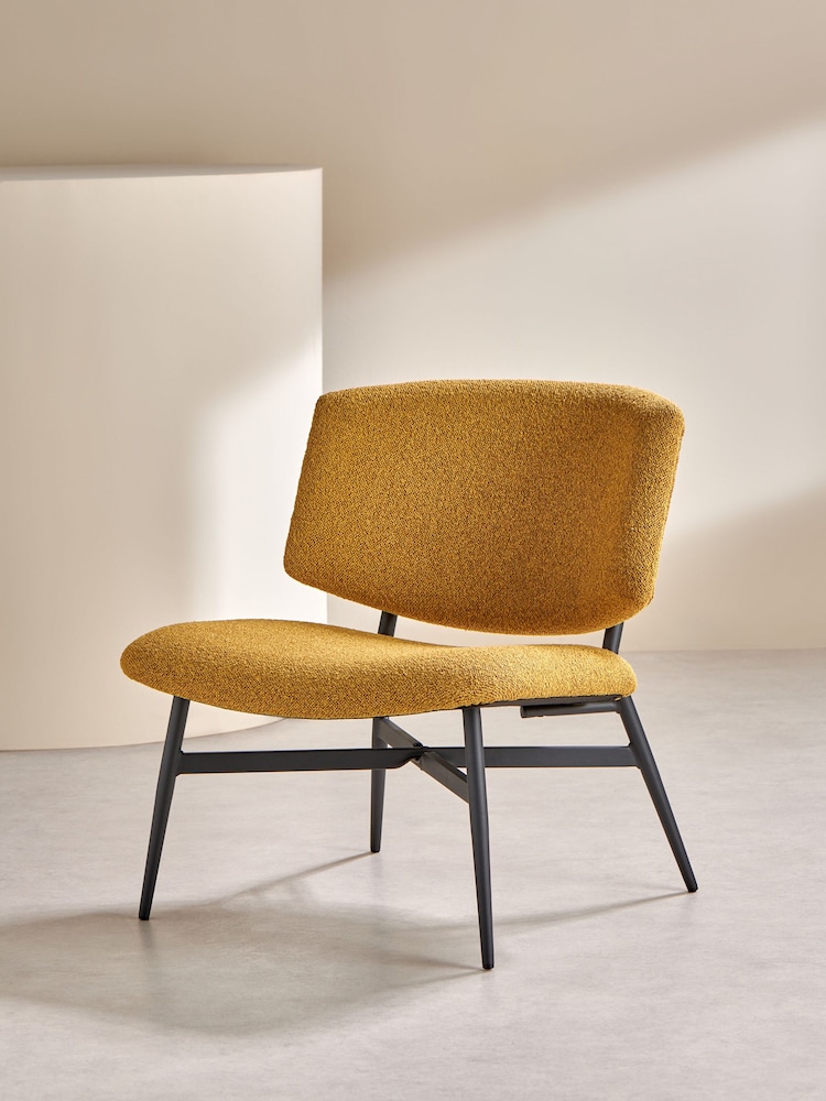 MADE.COM Ochre Yellow Pax Boucle Kuta Accent Chair - Image 2 of 7