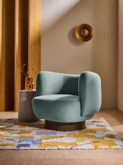 MADE.COM Steel Grey Blue Novara Swivel Accent Chair - Image 1 of 6