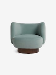 MADE.COM Steel Grey Blue Novara Swivel Accent Chair - Image 4 of 6