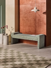 MADE.COM Green Checked Velvet Brixton Bench - Image 1 of 7