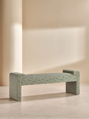 MADE.COM Green Checked Velvet Brixton Bench - Image 2 of 7