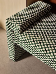 MADE.COM Green Checked Velvet Brixton Bench - Image 3 of 7