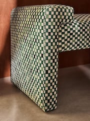MADE.COM Green Checked Velvet Brixton Bench - Image 4 of 7