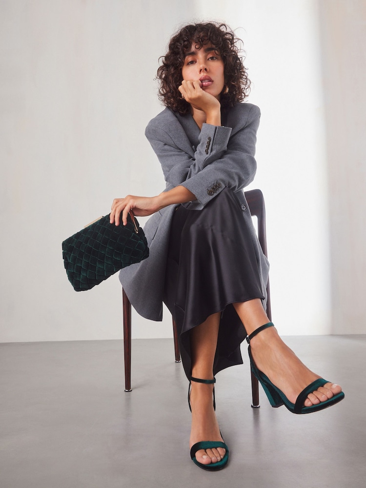Green Velvet Weave Clutch Bag - Image 1 of 10
