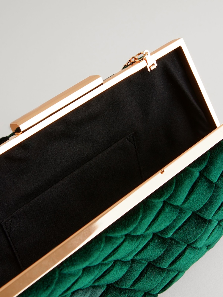 Green Velvet Weave Clutch Bag - Image 10 of 10