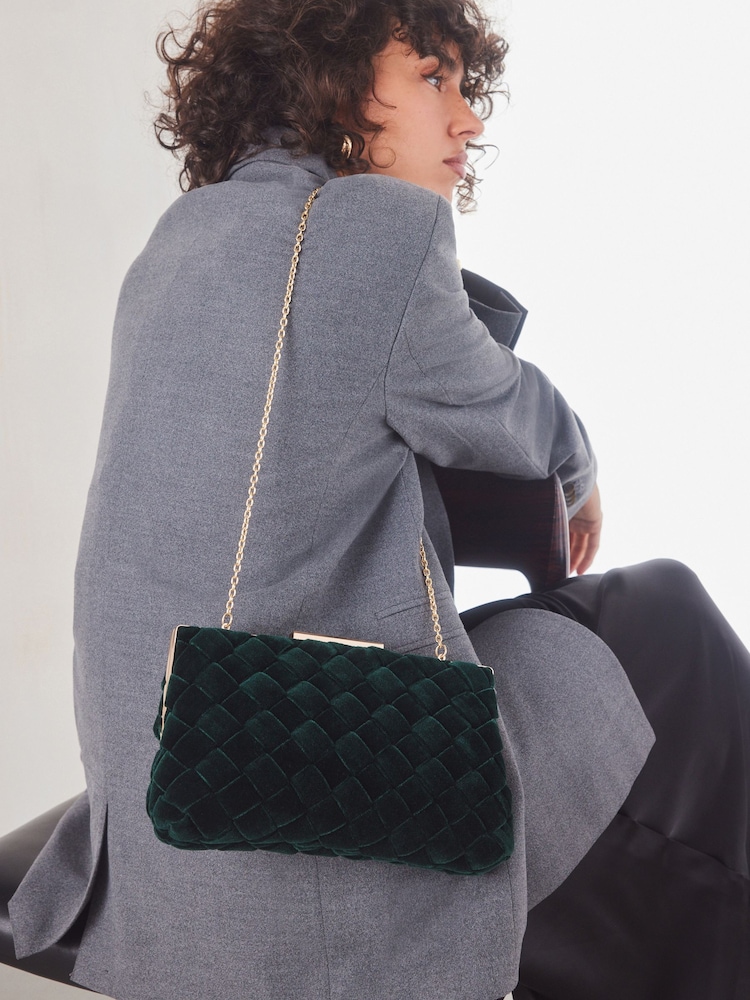 Green Velvet Weave Clutch Bag - Image 2 of 10