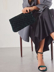 Green Velvet Weave Clutch Bag - Image 4 of 10