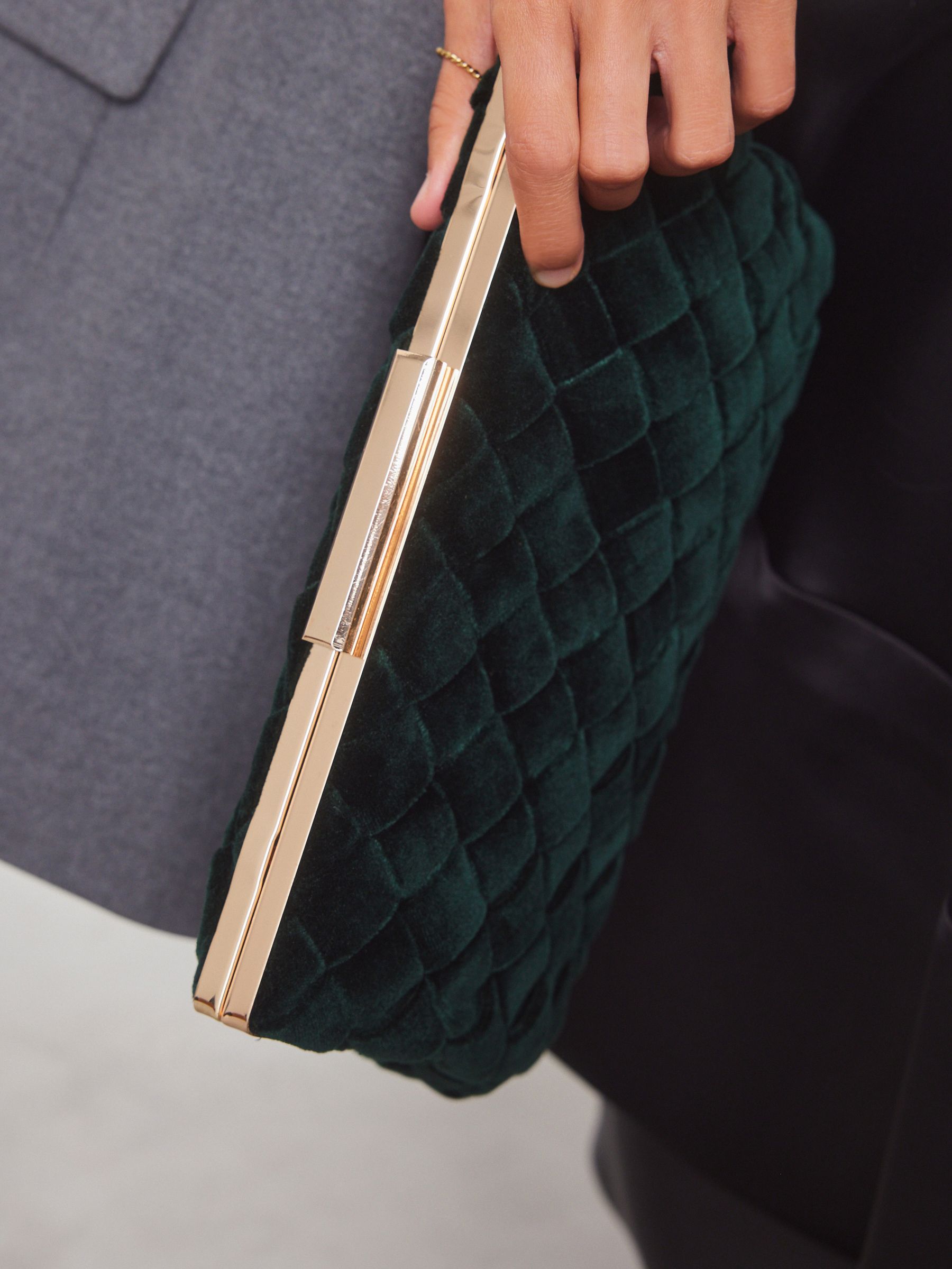 Buy Green Velvet Weave Clutch Bag from Next Ireland