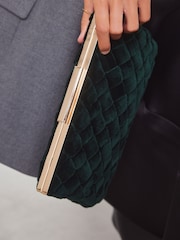 Green Velvet Weave Clutch Bag - Image 5 of 10