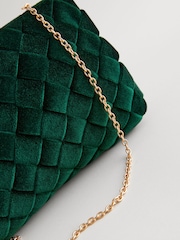 Green Velvet Weave Clutch Bag - Image 9 of 10