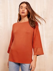 Friends Like These Rust Satin Cuff Tunic - Image 1 of 4
