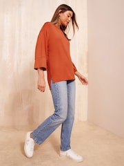 Friends Like These Rust Satin Cuff Tunic - Image 3 of 4