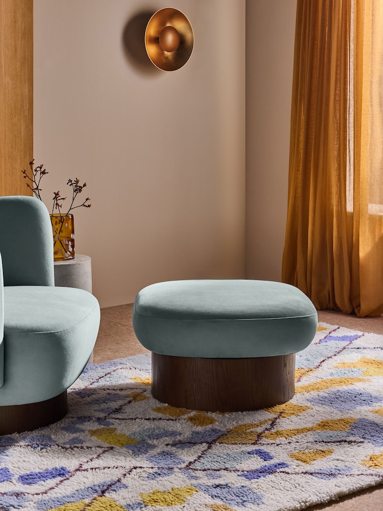 MADE.COM Steel Grey Blue Novara Storage Footstool - Image 1 of 6 MADE.COM Steel Grey Blue Novara Storage Footstool - Image 1 of 6