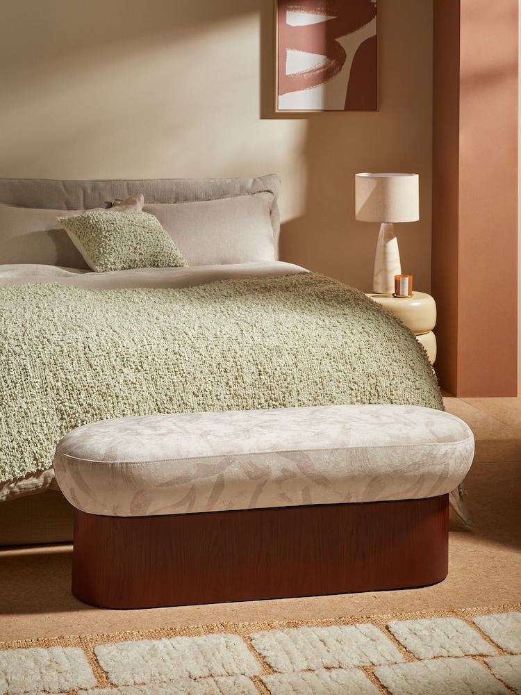 MADE.COM Natural Taupe Brushstroke Velvet Novara Storage Ottoman Bench - Image 1 of 6