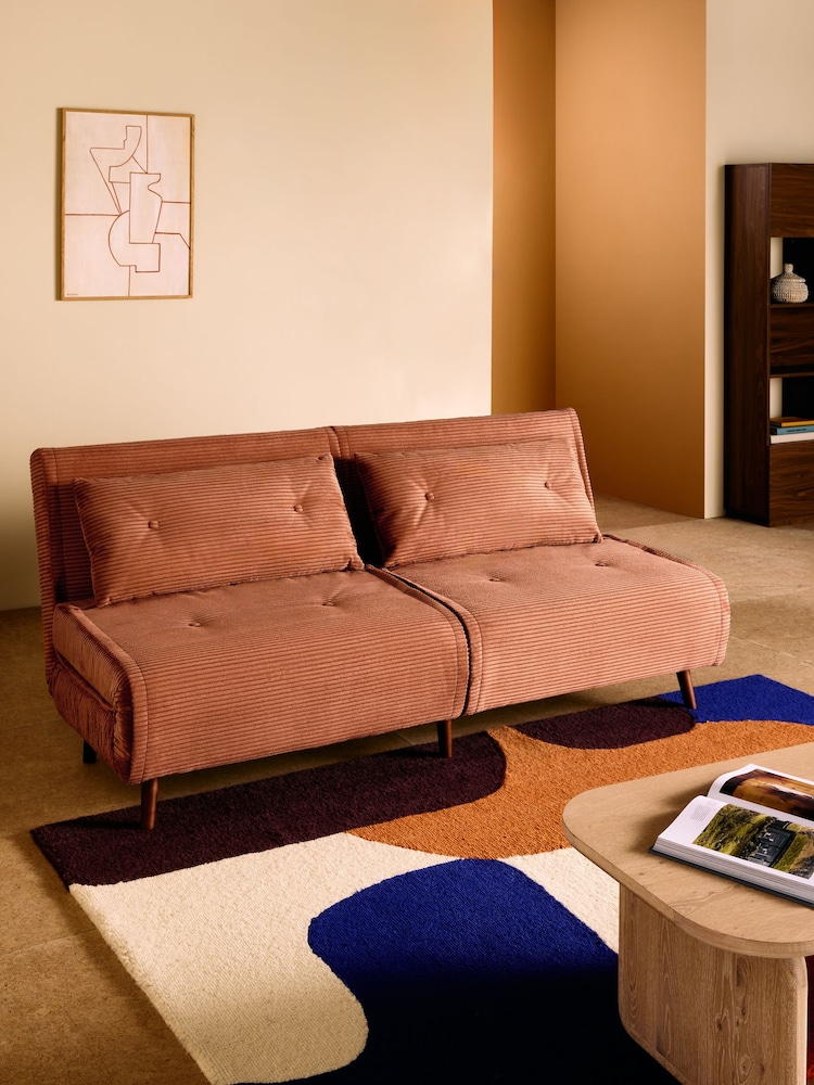 MADE.COM Nutmeg Orange Corduroy Haru 4 Seater Sofabed - Image 1 of 8