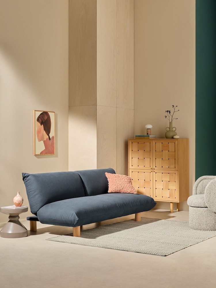 MADE.COM Navy Brushed Plain Jude 3 Seater Sofa Bed - Image 1 of 7