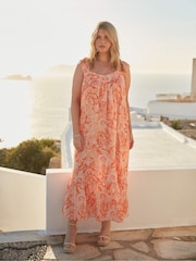 Live Unlimited Orange Curve Paisley Tiered Midaxi Dress - Image 2 of 5