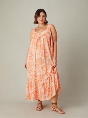 Live Unlimited Orange Curve Paisley Tiered Midaxi Dress - Image 3 of 5