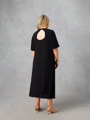 Live Unlimited Black Curve Flutter Sleeve Midaxi T-Shirt Dress - Image 2 of 3