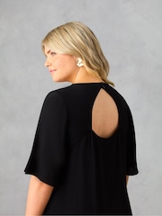 Live Unlimited Black Curve Flutter Sleeve Midaxi T-Shirt Dress - Image 3 of 3