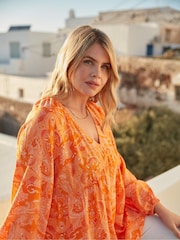 Live Unlimited Orange Curve Paisley V-Neck Tunic - Image 2 of 5