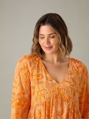 Live Unlimited Orange Curve Paisley V-Neck Tunic - Image 3 of 5