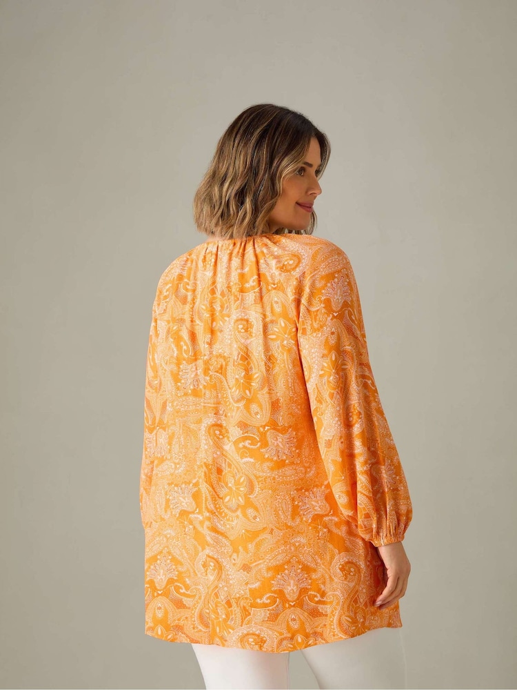 Live Unlimited Orange Curve Paisley V-Neck Tunic - Image 5 of 5