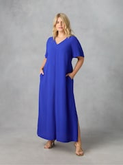 Live Unlimited Cobalt Blue Curve V-Neck T-Shirt Maxi Dress - Image 1 of 3