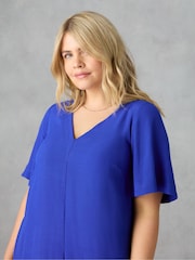 Live Unlimited Cobalt Blue Curve V-Neck T-Shirt Maxi Dress - Image 2 of 3