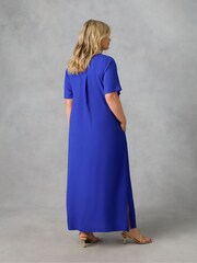Live Unlimited Cobalt Blue Curve V-Neck T-Shirt Maxi Dress - Image 3 of 3