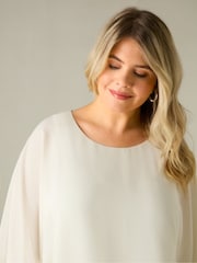 Live Unlimited Ivory White Curve Textured Overlay Top - Image 2 of 8