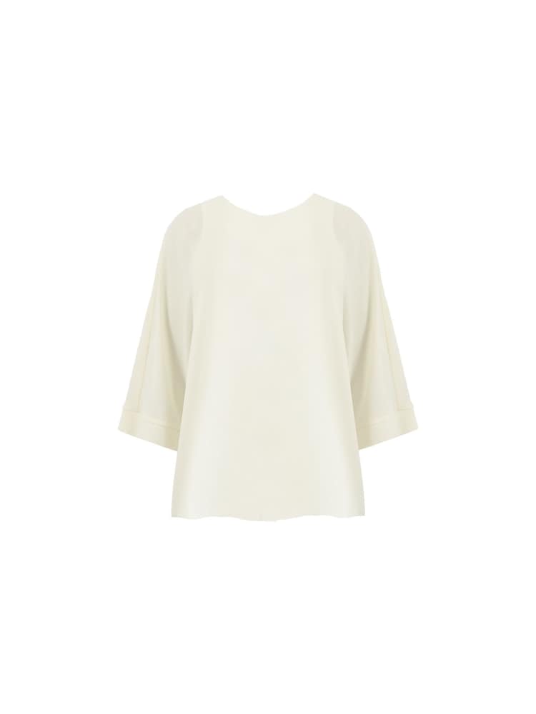 Live Unlimited Ivory White Curve Textured Overlay Top - Image 8 of 8
