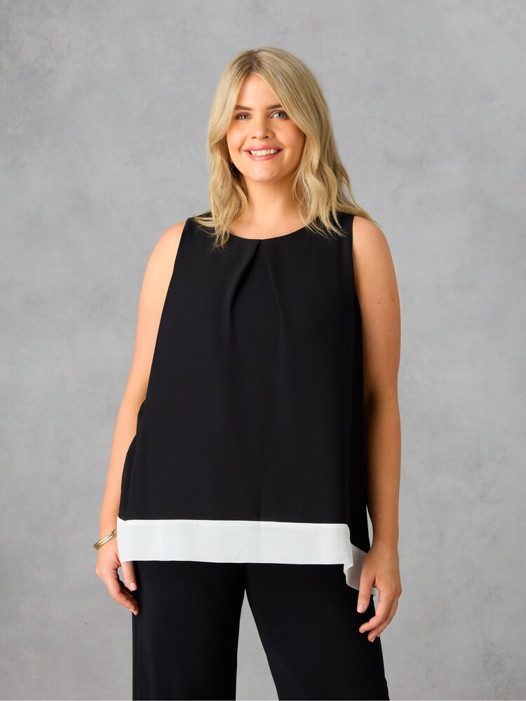 Live Unlimited Black Curve Colourblock Overlay Vest - Image 1 of 3