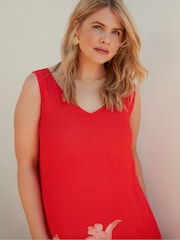 Live Unlimited Red Curve Floral Print Sleeveless Maxi Dress - Image 3 of 5